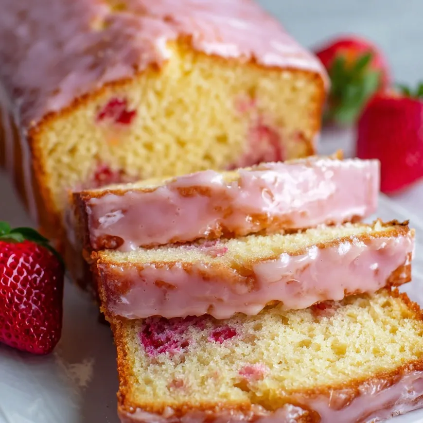 Fresh strawberries and strawberry pound cake